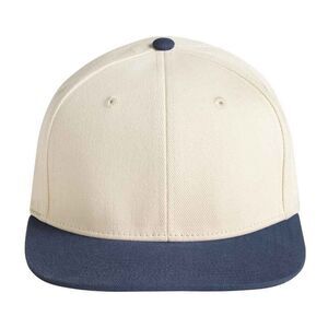 Beechfield Contrast Flat Peak Baseball Cap / Natural/Navy